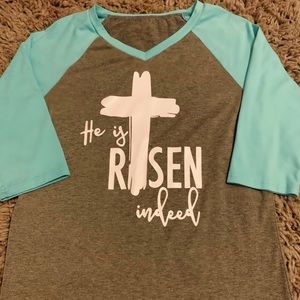 “he is risen indeed” baseball tee 🤍